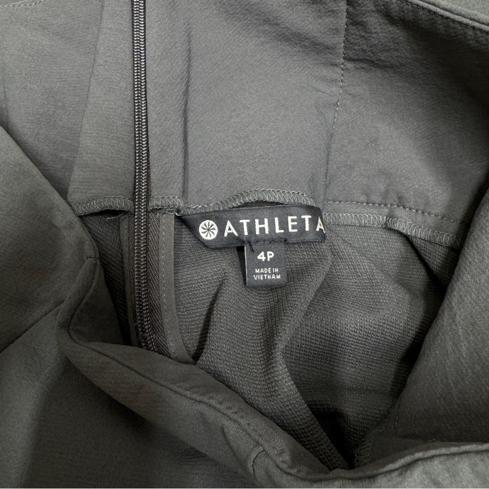 {Athleta} "Wander Crop Trouser" Short Arbor Olive Green Straight Split Hem Pants - Picture 4 of 7